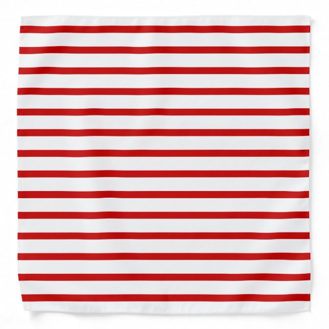 White & Red Christmas Style Lines Pattern Bandana (Front)