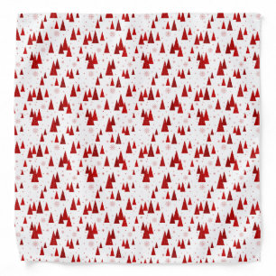 White & Red Christmas Tree with Snowflakes Pattern Bandana