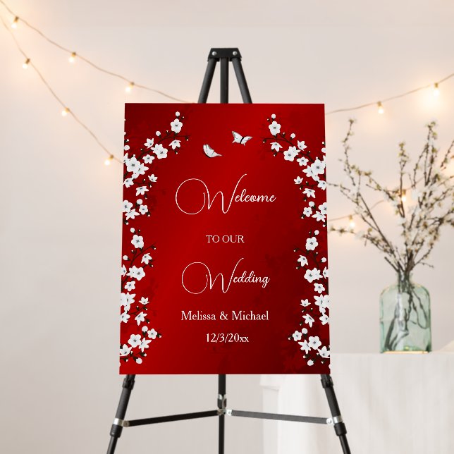 White Red Christmas Wedding Wedding Foam Board (In Situ (Stand))
