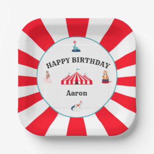 White & Red Circus Carnival Paper Plates