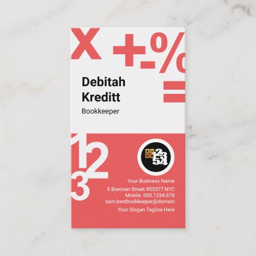 White Red Columns Financial Bookkeeping Business Card