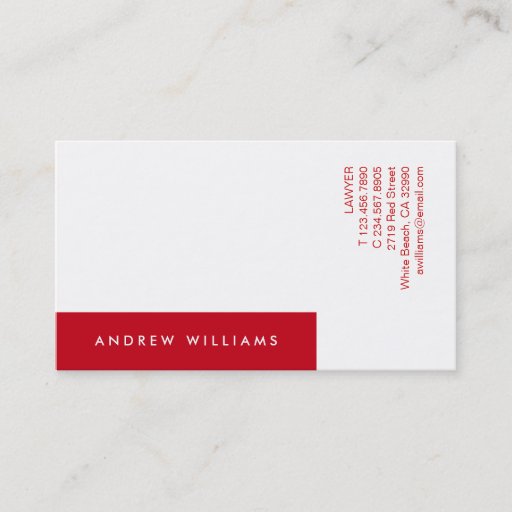Customizable White Red Contemporary Minimalistic Business Card
