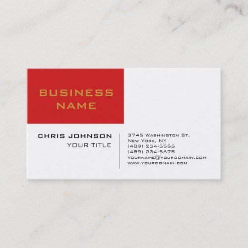 White Red Contemporary Professional Modern Business Card