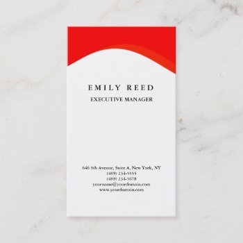 White Red Curve Modern Professional Minimalist Business Card by hizli_art at Zazzle