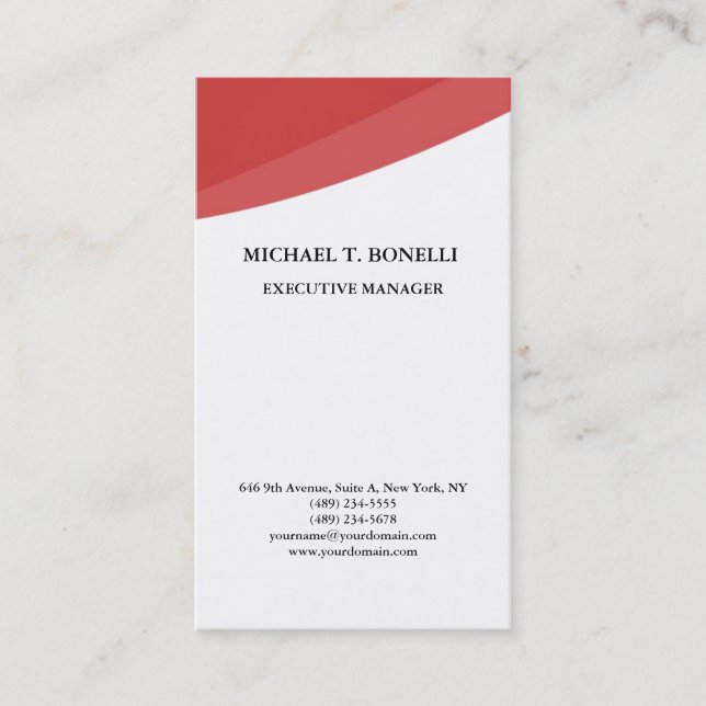 White red curves classical professional minimalist business card (Front)