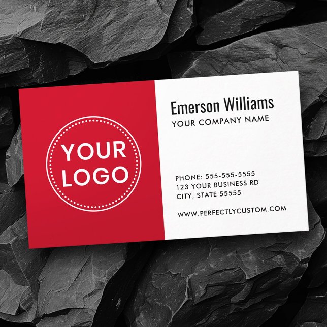 White red custom logo modern minimalist business card (White red custom logo modern minimalist business card)