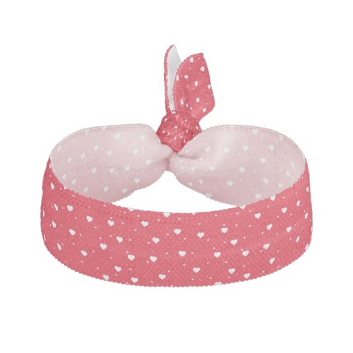 White  Red Cute Hearts Pattern Ribbon Hair Tie