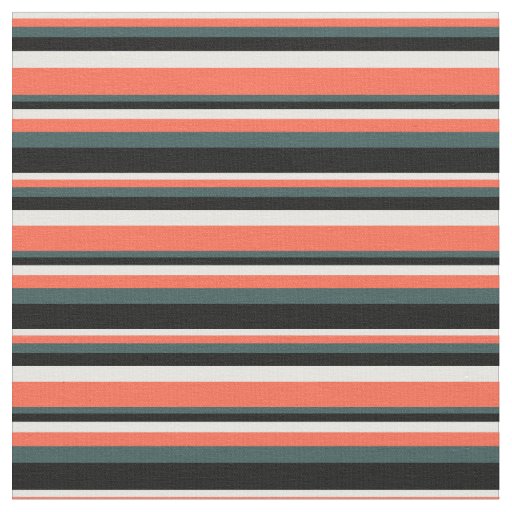 White, Red, Dark Slate Gray, and Black Lines Fabric