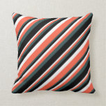 [ Thumbnail: White, Red, Dark Slate Gray, and Black Lines Throw Pillow ]