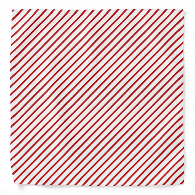 White & Red Diagonal Christmas Lines Pattern Bandana (Front)