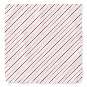 White & Red Diagonal Lines Christmas Pattern Bandana