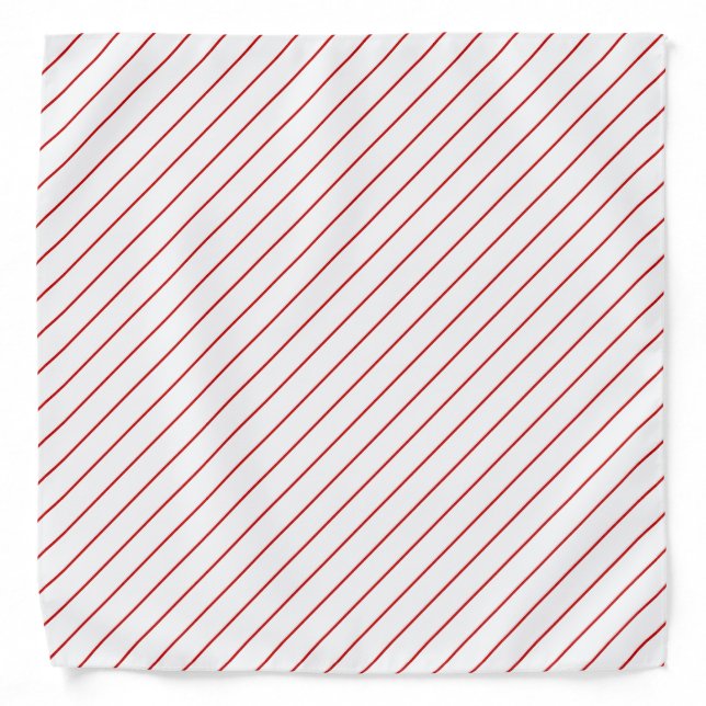 White & Red Diagonal Lines Christmas Pattern Bandana (Front)
