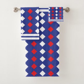 White Red Diamond Stripe Pattern