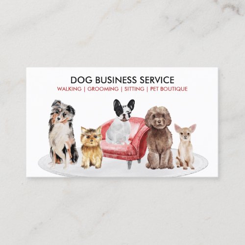 White Red Dog Sitting Pet Hotel Business Card