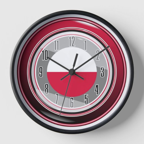 White Red Flag of Poland Clock