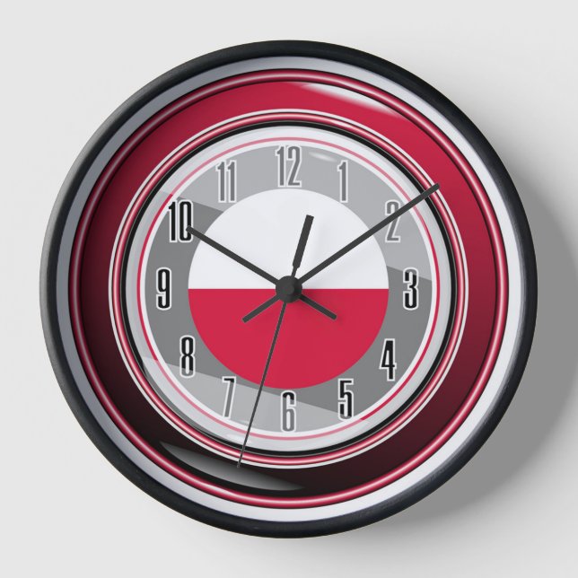 White Red Flag of Poland Clock (Front)