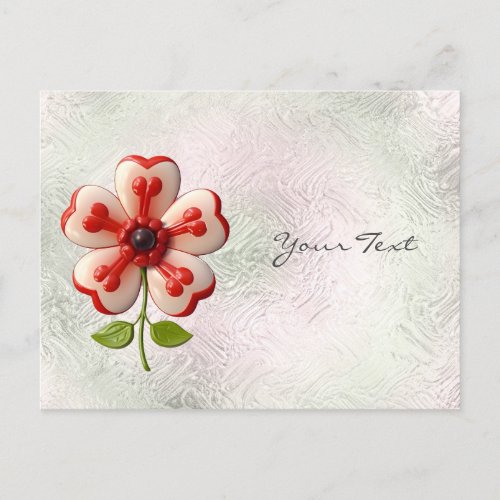 White Red Flower Postcard