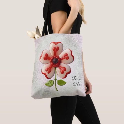 White Red Flower Tote Bag