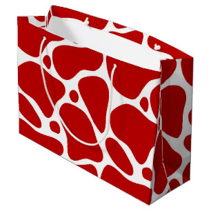 White & Red Giraffe Pattern Large Gift Bag