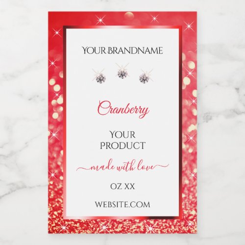 White Red Glitter Stars Product Packaging Labels