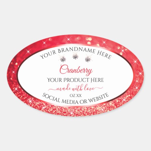 White Red Glitter Stars Product Packaging Labels