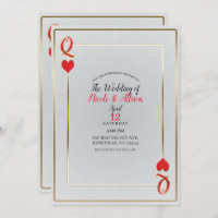White & Red Gold Queen of Hearts Elegant Wedding