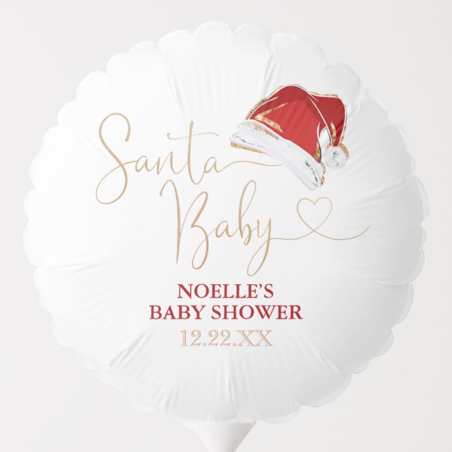 White Red Gold Santa Hat Christmas Santa Baby  Balloon (Back)