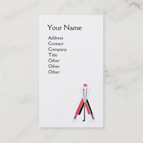 WHITE RED GOLFER GOLF INSTRUCTOR MONOGRAM Pearl Business Card