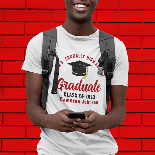 White Red Graduate Custom Class of 2026 Graduation T-Shirt | Zazzle