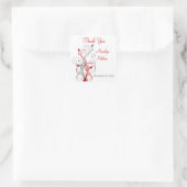 White, Red, Gray Floral Wedding Favor Sticker (Bag)