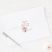 White, Red, Gray Floral Wedding Favor Sticker (Envelope)