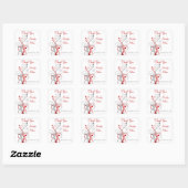White, Red, Gray Floral Wedding Favor Sticker (Sheet)