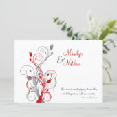 White, Red, Gray Floral Wedding Invitation (Standing Front)