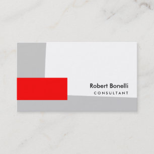 White Red Gray Plain Consultant Business Card