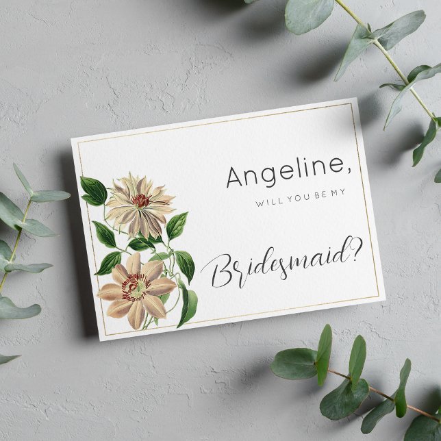 White red green floral botanical Bridesmaid Invitation (White red green floral botanical Bridesmaid)