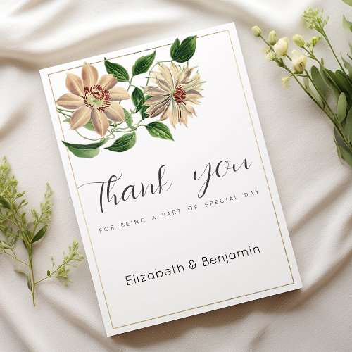 White red green floral botanical Thank You Invitation