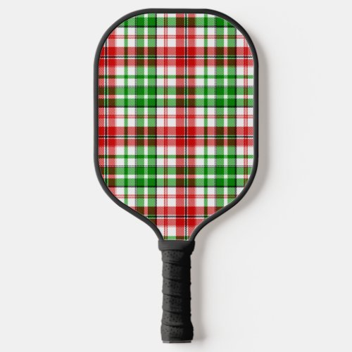 White Red Green Plaid Tartan Design  Pickleball Paddle