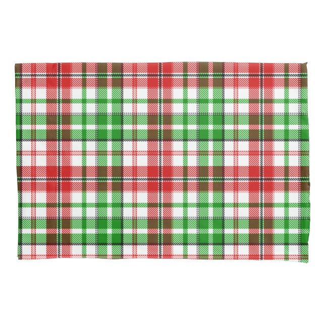 White Red Green Plaid Tartan Design  Pillow Case (Front)