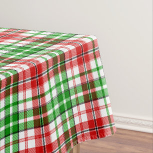 White Red Green Plaid Tartan Design  Tablecloth