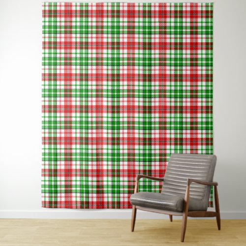 White Red Green Plaid Tartan Design  Tapestry