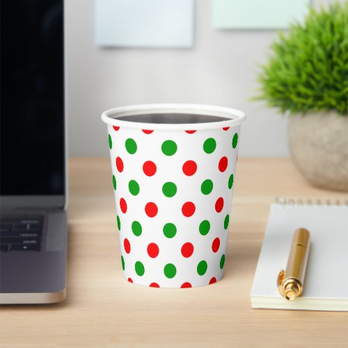 White Red Green Polka Dots Design  Paper Cups