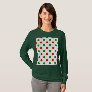 White Red Green Polka Dots Design  T-Shirt
