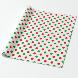 White Red Green Polka Dots Design  Wrapping Paper