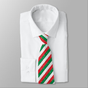 White Red Green Slash Lines Pattern Neck Tie