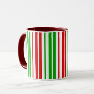 White Red Green Stripes Pattern Mug