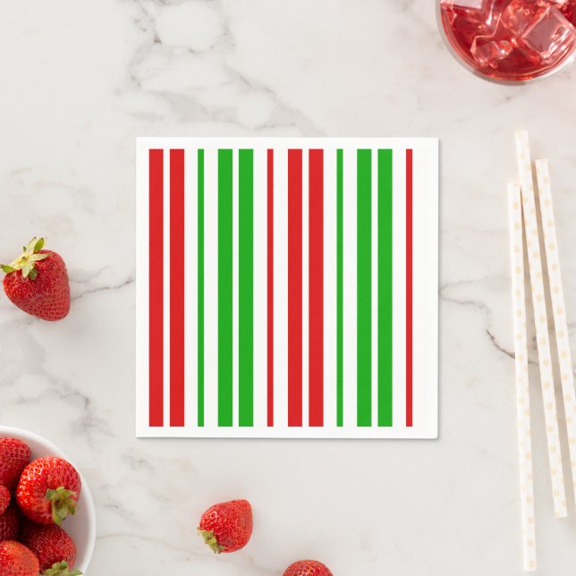 White Red Green Stripes Pattern   Napkins (Insitu)
