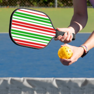 White Red Green Stripes Pattern   Pickleball Paddle