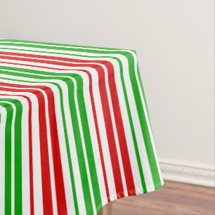 White Red Green Stripes Pattern   Tablecloth