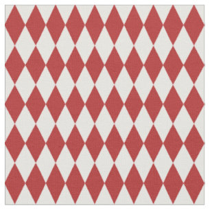 White & Red Harlequin Diamonds Fabric
