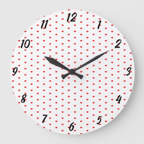 White Red Heart Patterns Valentines Day Gift Cool Large Clock